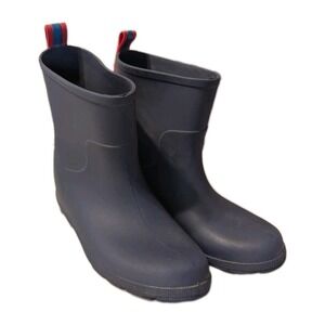 Totes Toddler Kids Charley Tall Rubber Rain Boots Navy Blue Red Stripe US Sz 4-5